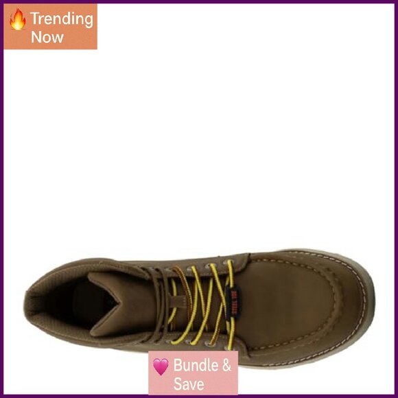 Men's Steel Toe Work Boots Slip Resistant Memory Foam Size Available - Picture 6 of 8